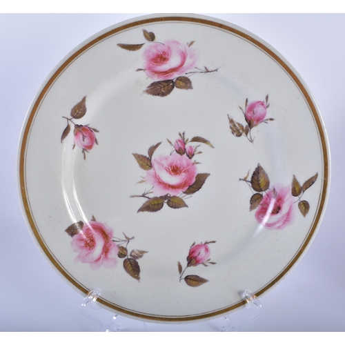 46 - THREE EARLY 19TH CENTURY FLIGHT BARR AND BARR WORCESTER PLATES painted with floral sprays and roses.... 