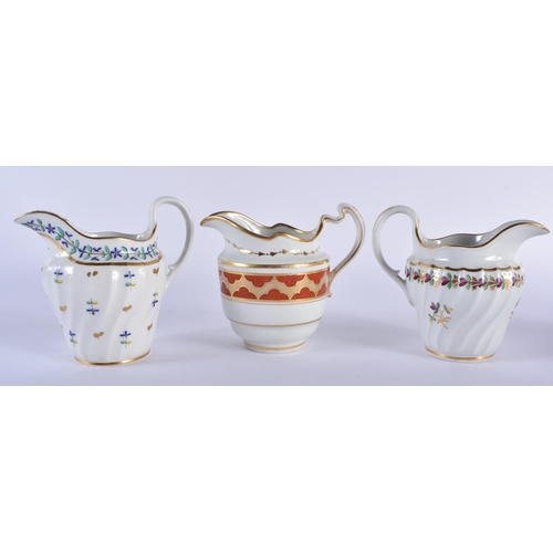 64 - A SET OF SIX EARLY 19TH CENTURY FLIGHT BARR AND BARR CREAM JUGS in various forms and sizes. Largest ... 
