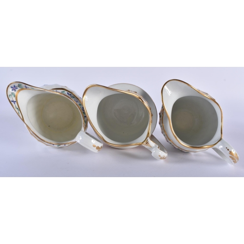 64 - A SET OF SIX EARLY 19TH CENTURY FLIGHT BARR AND BARR CREAM JUGS in various forms and sizes. Largest ... 