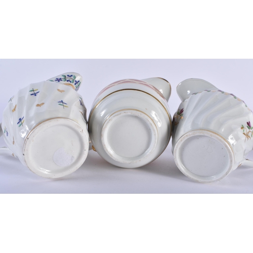 64 - A SET OF SIX EARLY 19TH CENTURY FLIGHT BARR AND BARR CREAM JUGS in various forms and sizes. Largest ... 