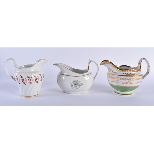 64 - A SET OF SIX EARLY 19TH CENTURY FLIGHT BARR AND BARR CREAM JUGS in various forms and sizes. Largest ... 