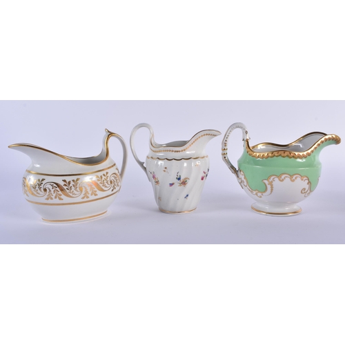 65 - A SET OF SIX EARLY 19TH CENTURY FLIGHT BARR AND BARR CREAM JUGS in various forms and sizes. Largest ... 