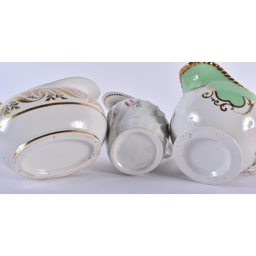 65 - A SET OF SIX EARLY 19TH CENTURY FLIGHT BARR AND BARR CREAM JUGS in various forms and sizes. Largest ... 