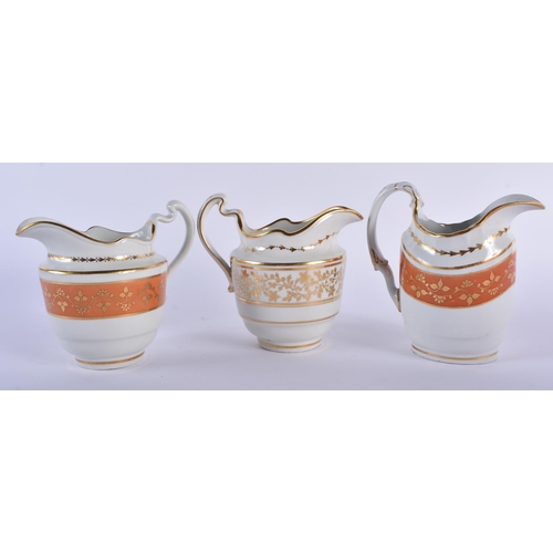 65 - A SET OF SIX EARLY 19TH CENTURY FLIGHT BARR AND BARR CREAM JUGS in various forms and sizes. Largest ... 