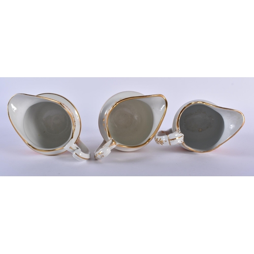 65 - A SET OF SIX EARLY 19TH CENTURY FLIGHT BARR AND BARR CREAM JUGS in various forms and sizes. Largest ... 