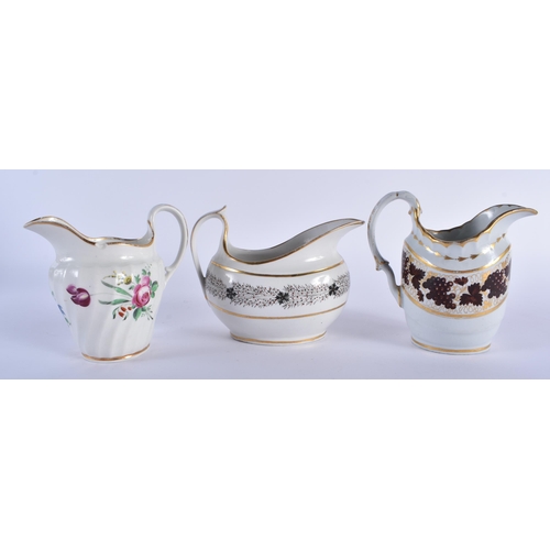 67 - A SET OF SIX EARLY 19TH CENTURY FLIGHT BARR AND BARR CREAM JUGS in various forms and sizes. Largest ... 