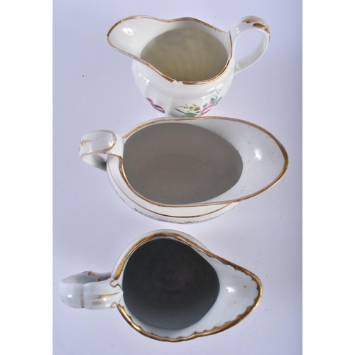 67 - A SET OF SIX EARLY 19TH CENTURY FLIGHT BARR AND BARR CREAM JUGS in various forms and sizes. Largest ... 