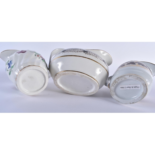 67 - A SET OF SIX EARLY 19TH CENTURY FLIGHT BARR AND BARR CREAM JUGS in various forms and sizes. Largest ... 