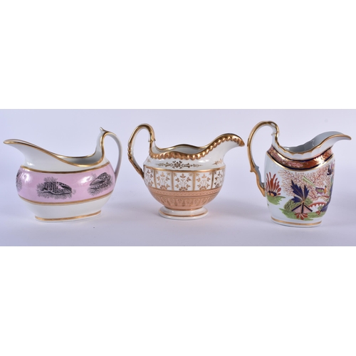 68 - A SET OF SIX EARLY 19TH CENTURY FLIGHT BARR AND BARR CREAM JUGS in various forms and sizes. Largest ... 