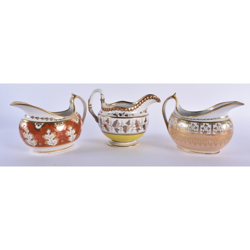 68 - A SET OF SIX EARLY 19TH CENTURY FLIGHT BARR AND BARR CREAM JUGS in various forms and sizes. Largest ... 