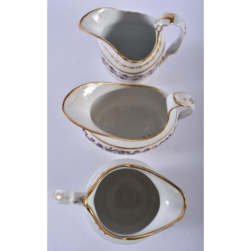 69 - A SET OF SIX EARLY 19TH CENTURY FLIGHT BARR AND BARR CREAM JUGS in various forms and sizes. Largest ... 