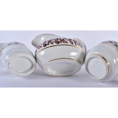 69 - A SET OF SIX EARLY 19TH CENTURY FLIGHT BARR AND BARR CREAM JUGS in various forms and sizes. Largest ... 