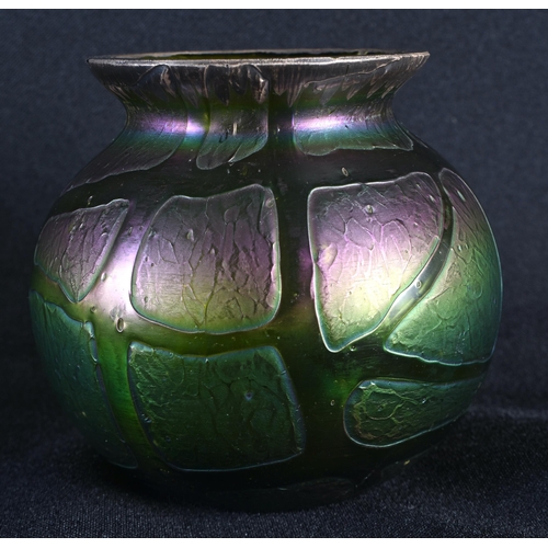 78 - AN AUSTRIAN IRIDESCENT LOETZ GLASS VASE. 9 cm x 9 cm.