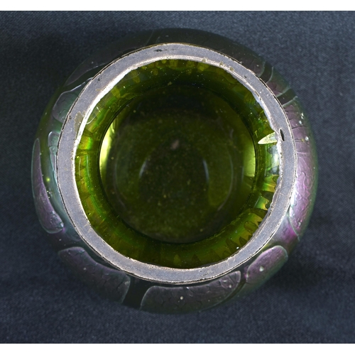 78 - AN AUSTRIAN IRIDESCENT LOETZ GLASS VASE. 9 cm x 9 cm.