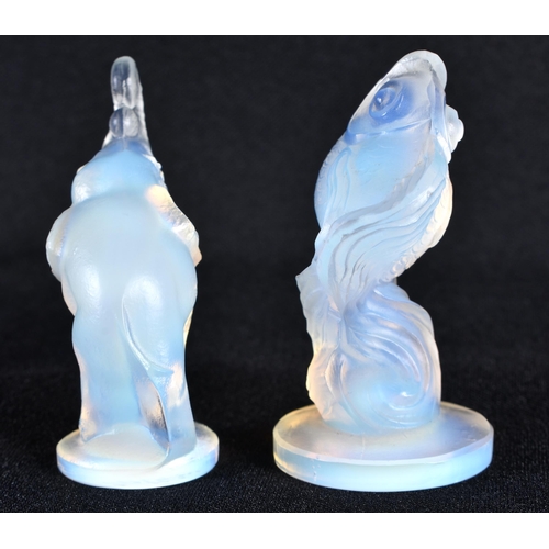 81 - TWO FRENCH ART DECO SABINO GLASS ANIMALS. 6 cm high. (2)
