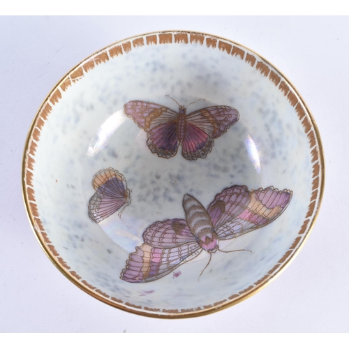 89 - A CARLTON WARE PURPLE LUSTRE ARMAND BUTTERFLY BOWL. 12.75 cm diameter.