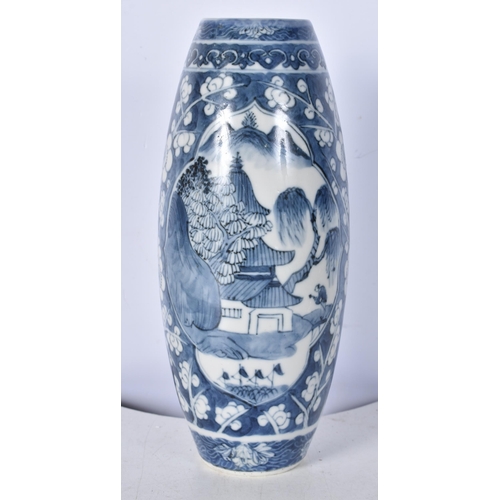 3766 - A Chinese porcelain blue and white vase decorated with prunus blossom 20 cm.