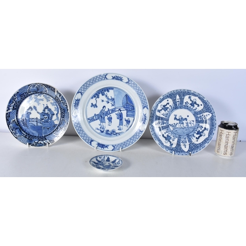 3767 - A collection of Chinese porcelain blue and white plates largest 26.5cm. (4)