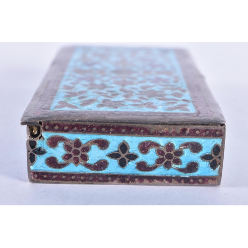 104 - AN ANTIQUE INDIAN SILVER AND ENAMEL SNUFF BOX. 76 grams. 9.5 cm x 5.5 cm.