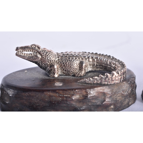 108 - FOUR MINIATURE PATRICK MAVROS SILVER ANIMALS. Largest 6.75 cm wide. (4)