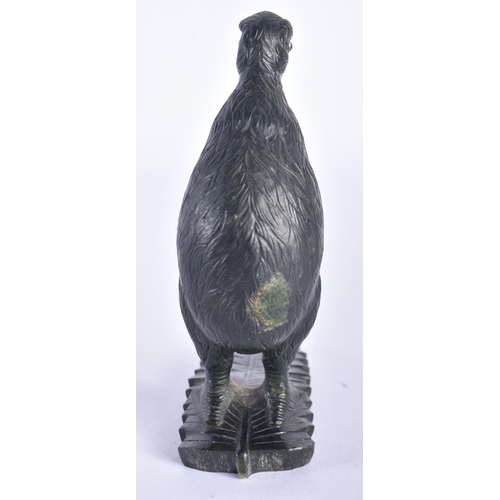 118 - A CARVED STONE FIGURE OF A NEW ZEALAND KIWI BIRD. 11 cm high.