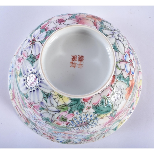 126 - A LARGE EARLY 20TH CENTURY CHINESE FAMILLE ROSE MILLIFIORE BOWL Guangxu, painted with extensive foli... 