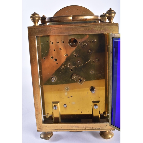 135 - A FINE 18TH CENTURY FRENCH ORMOLU CARRIAGE CLOCK by Beckers of Paris, the case overlaid with sunburs... 