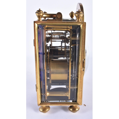 135 - A FINE 18TH CENTURY FRENCH ORMOLU CARRIAGE CLOCK by Beckers of Paris, the case overlaid with sunburs... 