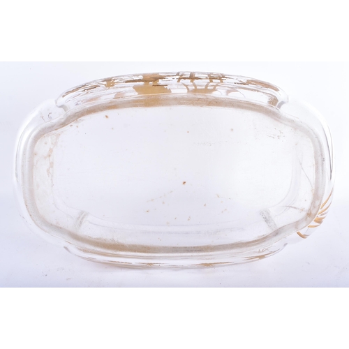 136 - A LOVELY LATE 19TH CENTURY FRENCH CRYSTAL GLASS LOBED OVAL BOWL probably Baccarat, embellished in gi... 