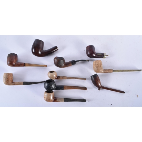 143 - TEN NAMED VINTAGE PIPES St Claude, Birmingham Sandblast, 2 x Real Briar, Camelia, Leeds, Savinelli, ... 