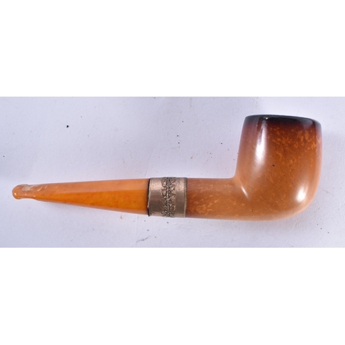 148 - TEN VINTAGE AMBER CHEROOT MOUNTED PIPES. (10)