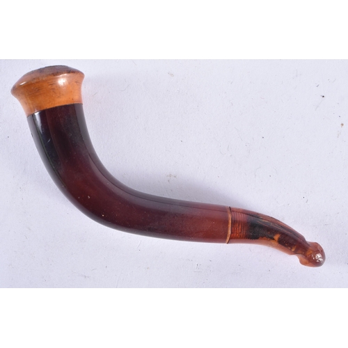 148 - TEN VINTAGE AMBER CHEROOT MOUNTED PIPES. (10)