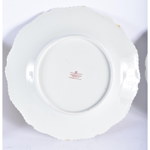 15 - A PAIR OF EARLY 19TH CENTURY FLIGHT BARR & BARR ARMORIAL SOUP PLATES together with a similar yellow ... 