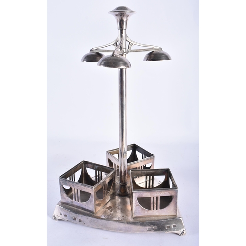 158 - A WMF SILVER PLATED TANTALUS together with a silver plated art deco clock. Largest 38 cm high. (2)