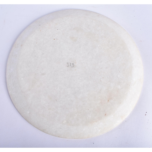 159 - AN INDIAN AGRA MARBLE MIXED HARDSTONE PLAQUE. 20 cm diameter.