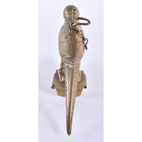 171 - AN UNUSUAL 19TH CENTURY ISLAMIC MIDDLE EASTERN BRONZE HANGING OIL BURNER formed as a standing bird. ... 