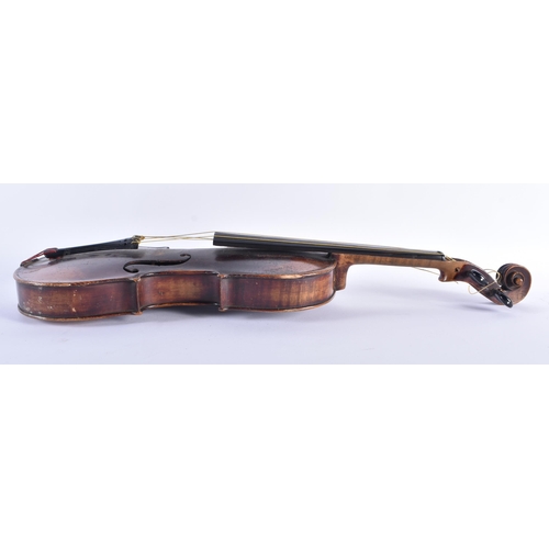 173 - Antique Violin Steiner 1880s Copy Two Piece Back w/ Hard Case & Bow. 58.5 cm long, length of back no... 