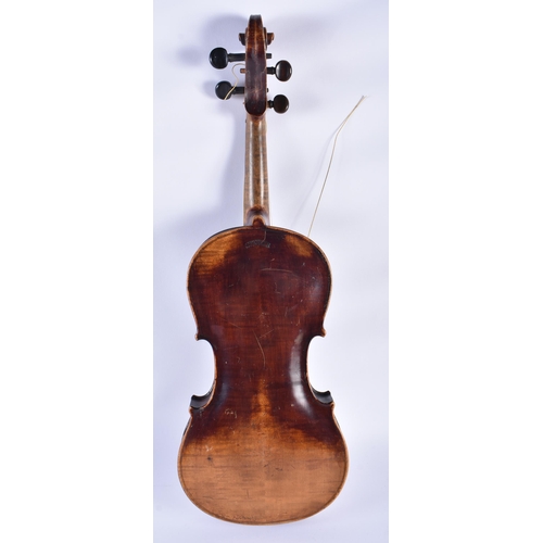 173 - Antique Violin Steiner 1880s Copy Two Piece Back w/ Hard Case & Bow. 58.5 cm long, length of back no... 