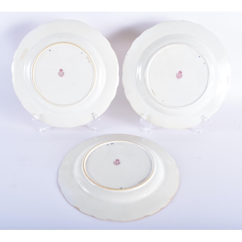 178 - A PAIR OF ROYAL WORCESTER FRUIT PAINTED CABINET PLATES by Shuck, together with a similar plate paint... 