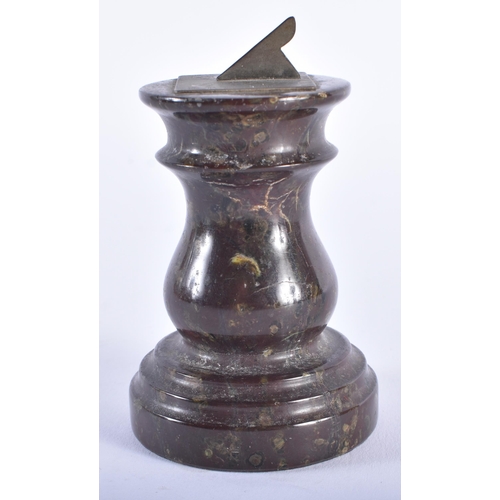 180 - AN UNUSUAL ANTIQUE CORNISH SERPENTINE STONE SUNDIAL. 10 cm high.