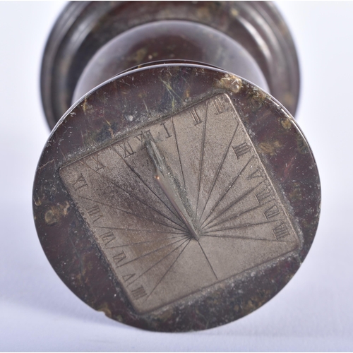 180 - AN UNUSUAL ANTIQUE CORNISH SERPENTINE STONE SUNDIAL. 10 cm high.