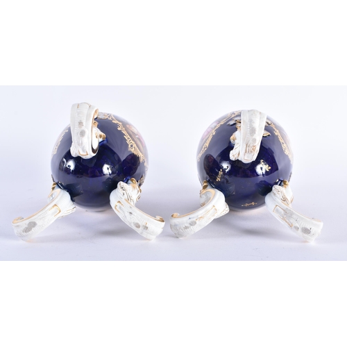 182 - A FINE PAIR OF 19TH CENTURY MEISSEN EGG FORM PORCELAIN VASES AND COVERS painted with lovers on a dee... 