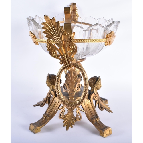 187 - A VERY FINE 19TH CENTURY FRENCH ORMOLU AND GILT BRONZE TABLE CENTREPIECE formed with a lotus form cr... 