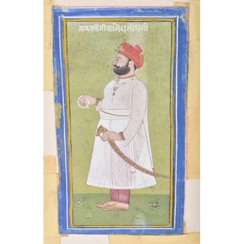 193 - Indian School (19th Century) Watercolour, Male wearing a head turban and sword. Image 18.5 cm x 10 c... 