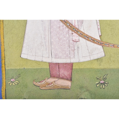 193 - Indian School (19th Century) Watercolour, Male wearing a head turban and sword. Image 18.5 cm x 10 c... 