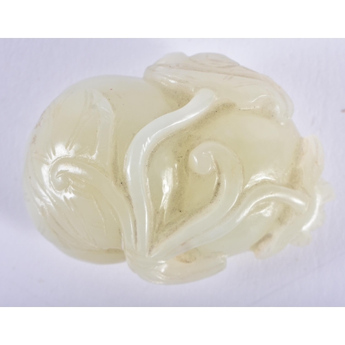 197 - AN 18TH/19TH CENTURY CHINESE GREENISH WHITE JADE FRUITING POD Qing. 5 cm x 3 cm.