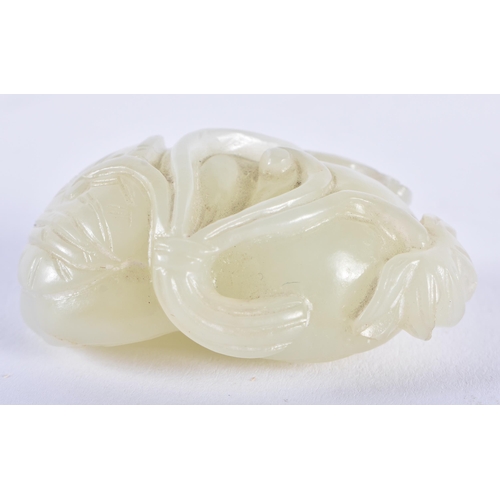 197 - AN 18TH/19TH CENTURY CHINESE GREENISH WHITE JADE FRUITING POD Qing. 5 cm x 3 cm.