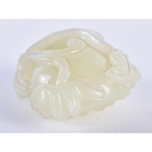 197 - AN 18TH/19TH CENTURY CHINESE GREENISH WHITE JADE FRUITING POD Qing. 5 cm x 3 cm.