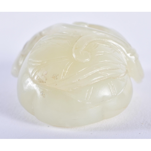 197 - AN 18TH/19TH CENTURY CHINESE GREENISH WHITE JADE FRUITING POD Qing. 5 cm x 3 cm.