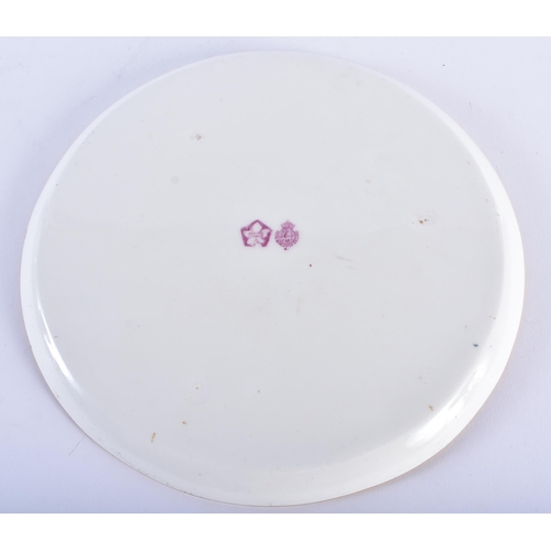 204 - A ROYAL WORCESTER PINK GROUND PORCELAIN CIRCULAR PLATE by Harry Davis. 24.5 cm diameter.